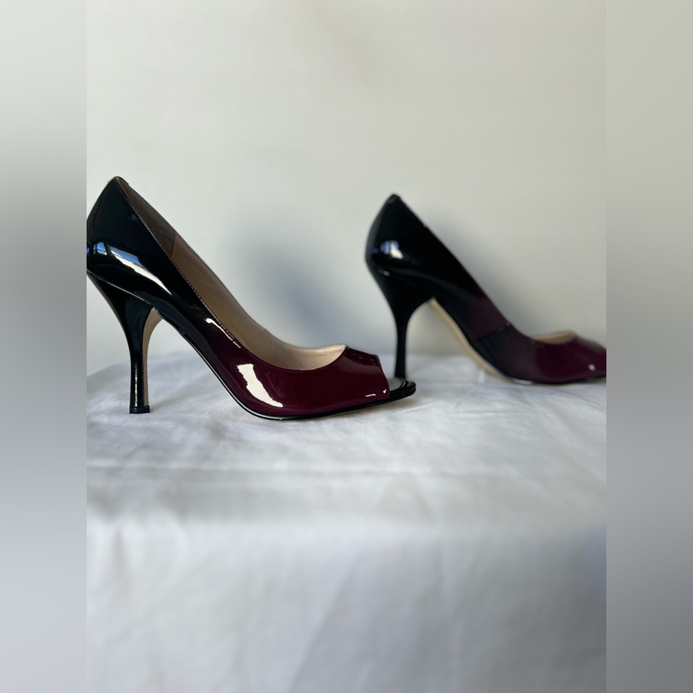 Enzo Angiolini open toe patent leather pumps - never worn